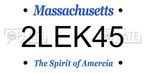 2LEK45 Massachusetts License Plate