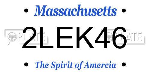2LEK46 Massachusetts License Plate