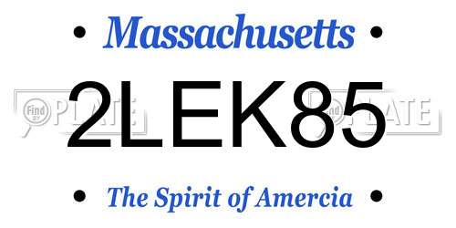 2LEK85 Massachusetts License Plate