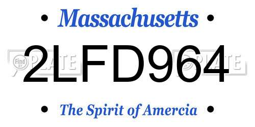 2LFD964 Massachusetts License Plate