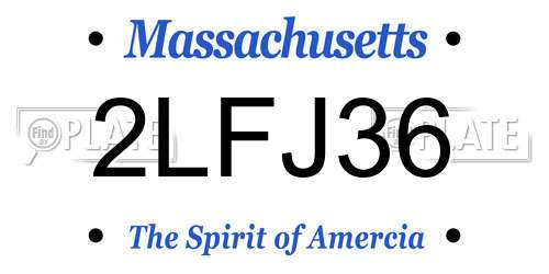 2LFJ36 Massachusetts License Plate