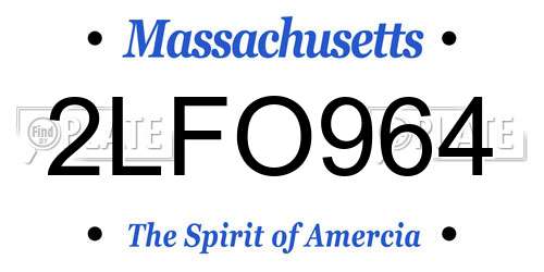 2LFO964 Massachusetts License Plate
