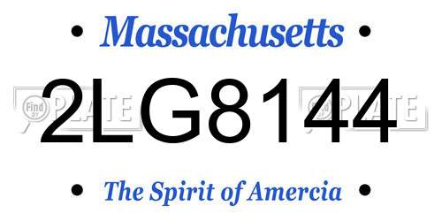 2LG8144 Massachusetts License Plate
