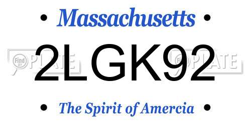 2LGK92 Massachusetts License Plate