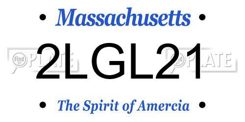 2LGL21 Massachusetts License Plate