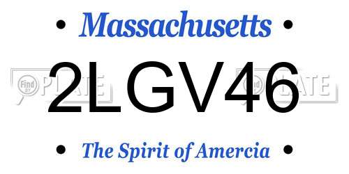 2LGV46 Massachusetts License Plate