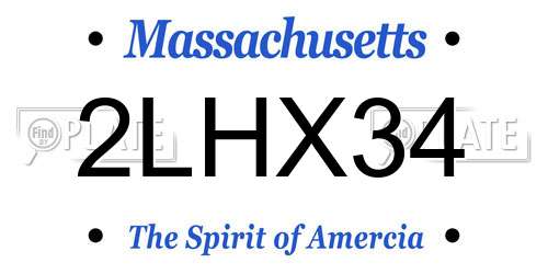2LHX34 Massachusetts License Plate