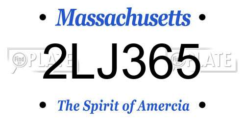 2LJ365 Massachusetts License Plate
