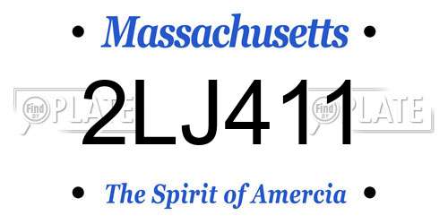 2LJ411 Massachusetts License Plate