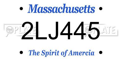 2LJ445 Massachusetts License Plate