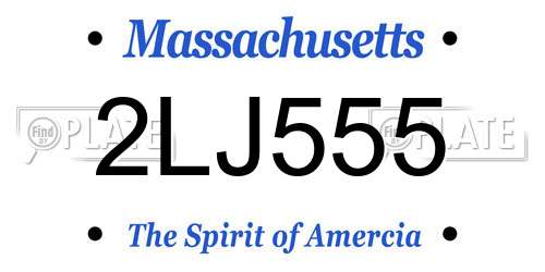 2LJ555 Massachusetts License Plate