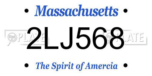 2LJ568 Massachusetts License Plate
