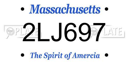 2LJ697 Massachusetts License Plate