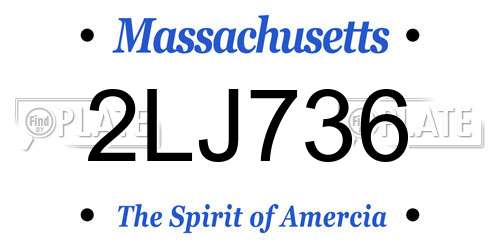 2LJ736 Massachusetts License Plate