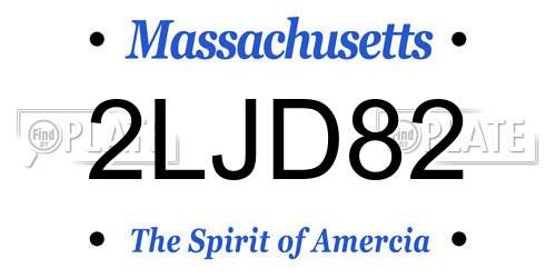 2LJD82 Massachusetts License Plate