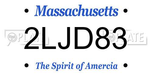 2LJD83 Massachusetts License Plate