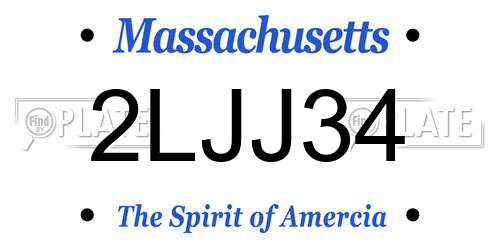 2LJJ34 Massachusetts License Plate