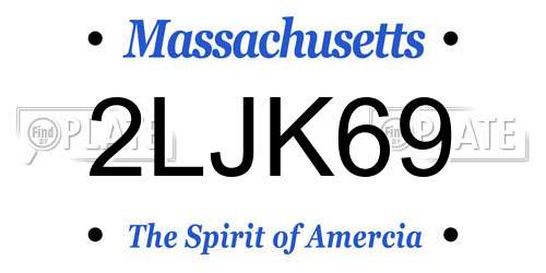 2LJK69 Massachusetts License Plate