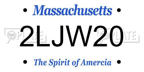 2LJW20 Massachusetts License Plate