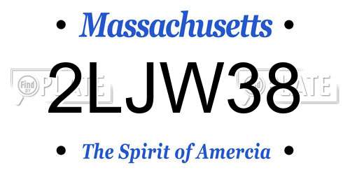 2LJW38 Massachusetts License Plate