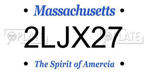 2LJX27 Massachusetts License Plate