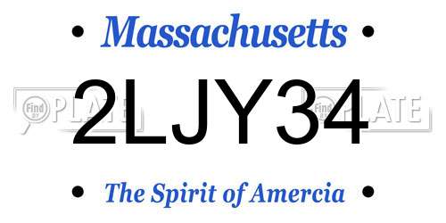 2LJY34 Massachusetts License Plate