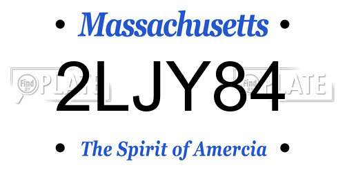 2LJY84 Massachusetts License Plate