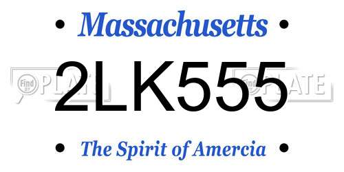 2LK555 Massachusetts License Plate