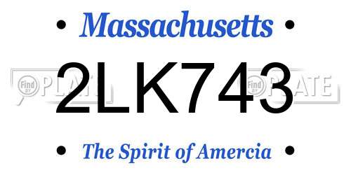 2LK743 Massachusetts License Plate