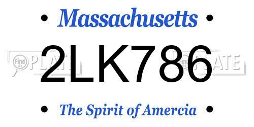 2LK786 Massachusetts License Plate
