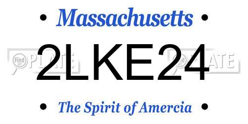 2LKE24 Massachusetts License Plate