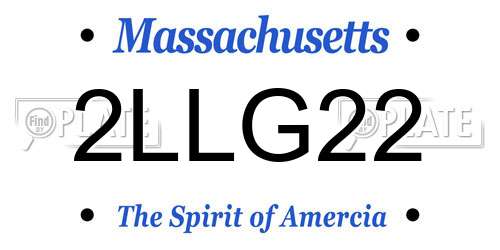 2LLG22 Massachusetts License Plate
