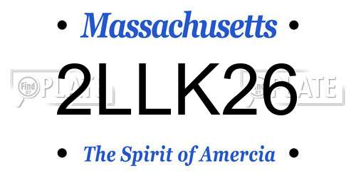 2LLK26 Massachusetts License Plate