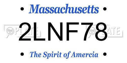 2LNF78 Massachusetts License Plate
