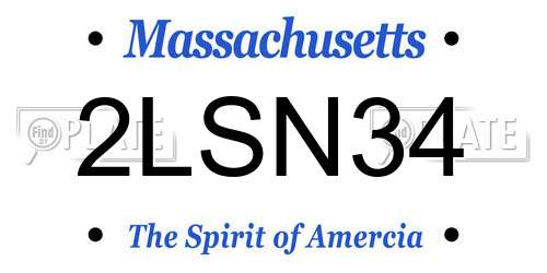 2LSN34 Massachusetts License Plate