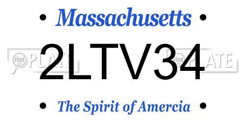 2LTV34 Massachusetts License Plate