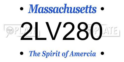 2LV280 Massachusetts License Plate