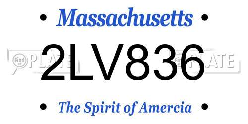 2LV836 Massachusetts License Plate