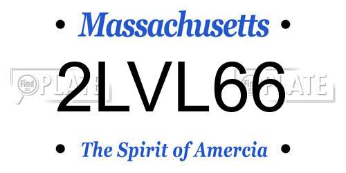 2LVL66 Massachusetts License Plate