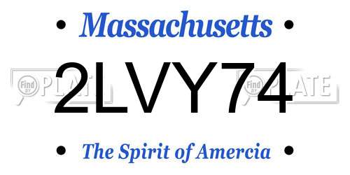 2LVY74 Massachusetts License Plate