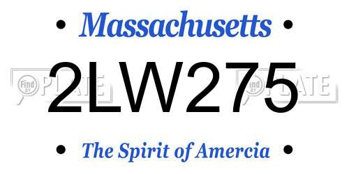 2LW275 Massachusetts License Plate