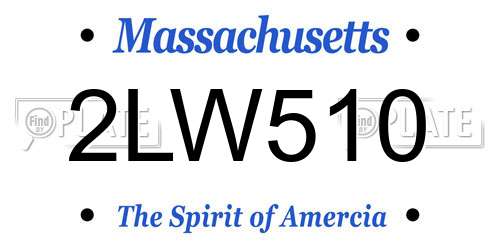 2LW510 Massachusetts License Plate