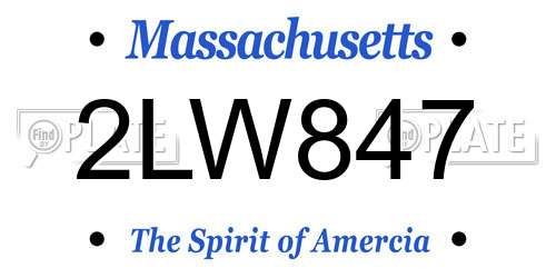 2LW847 Massachusetts License Plate