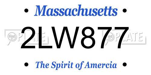 2LW877 Massachusetts License Plate
