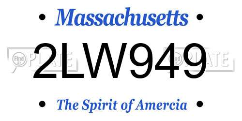 2LW949 Massachusetts License Plate