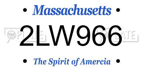 2LW966 Massachusetts License Plate