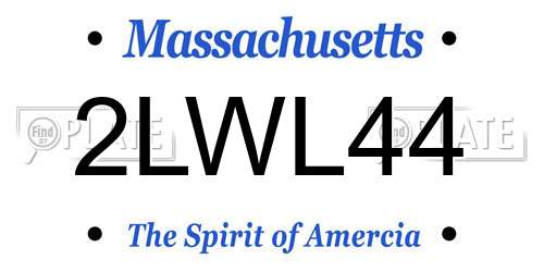 2LWL44 Massachusetts License Plate