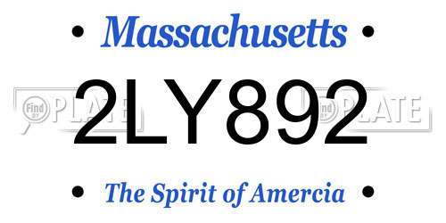 2LY892 Massachusetts License Plate