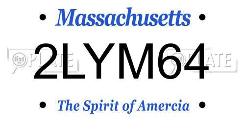 2LYM64 Massachusetts License Plate