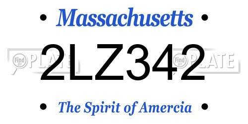 2LZ342 Massachusetts License Plate